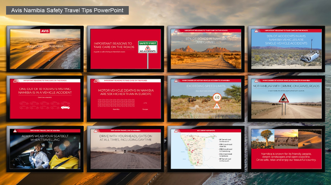 Avis - Namibia Safety Travel Tips PowerPoint - Internal Marketing Communications, Direct Marketing
