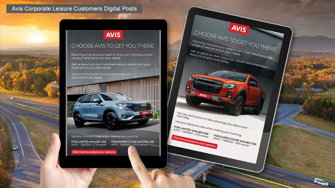 Avis - Corporate Leisure Customers Digital Posts - Integrated Marketing Communications, Digital Marketing